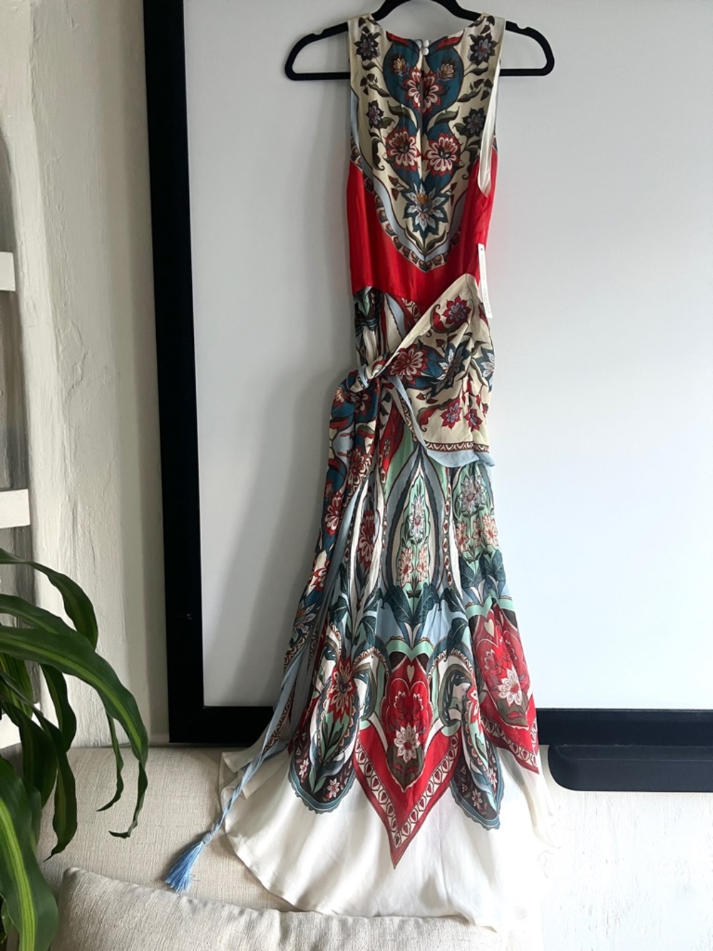 FARM Rio x Anthropologie Floral Sleeveless Tie-Waist Scarf Maxi Dress Size M NWT - Picture 7 of 12